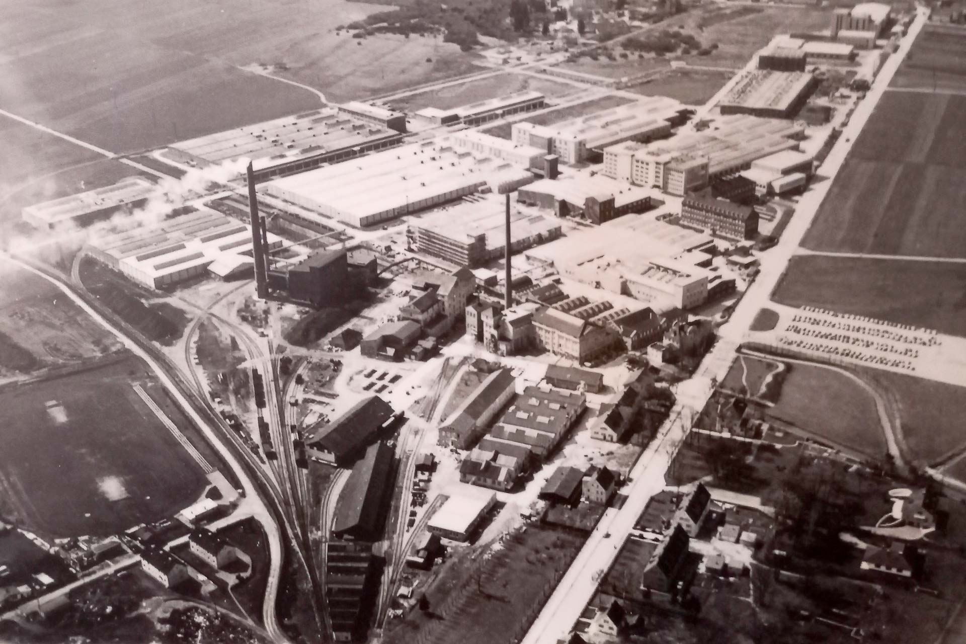 Das Firmengelände der Farbwerke Hoechst AG Bobingen 1969 - Foto: Stadtarchiv Bobingen